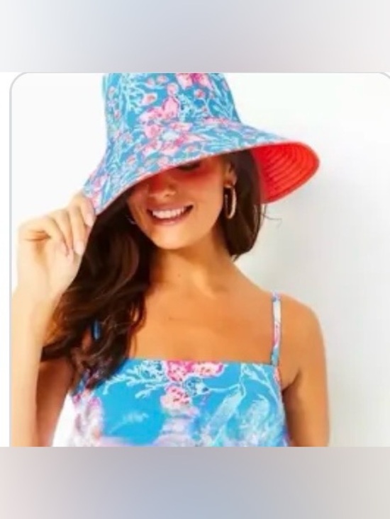 NWOT Lilly Pulitzer, Bahamian Rhapsody, Reversible Canvas Sun ☀️ Hat. NEW ???